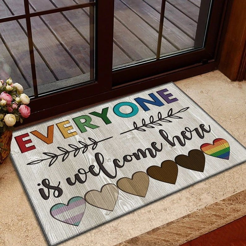 Lesbian Pride Doormat Everyone Is Welcome Here Doormat/ Lgbt Doormat/ Gay Pride Home Doormat