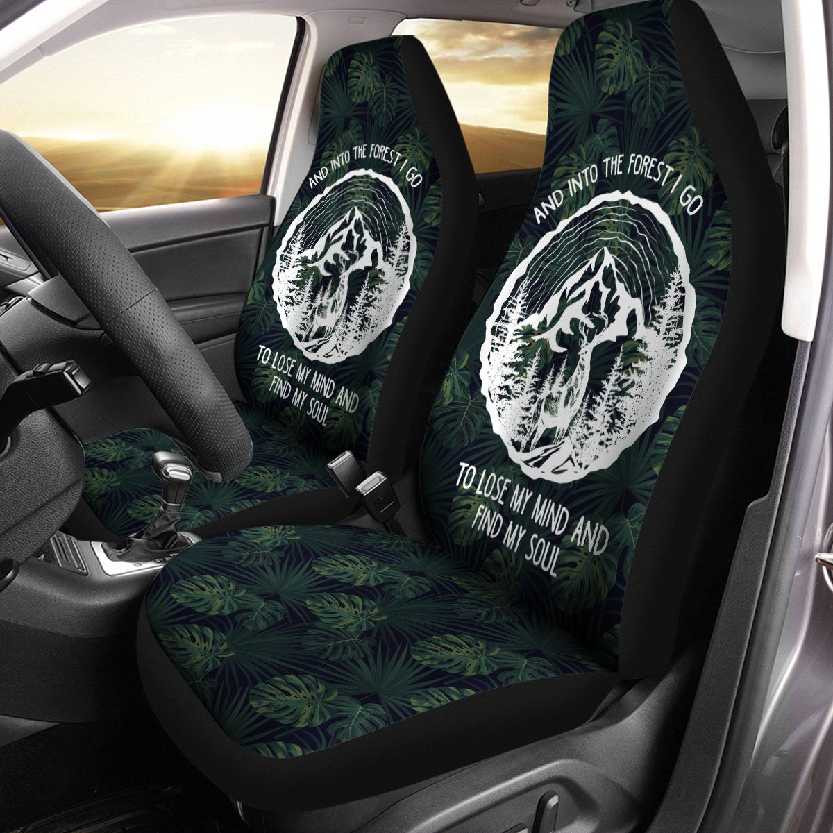 Camping Car Seat Cover/ Into The Forest I Lost My Mind And Find My Soul Front Seat Cover For Auto
