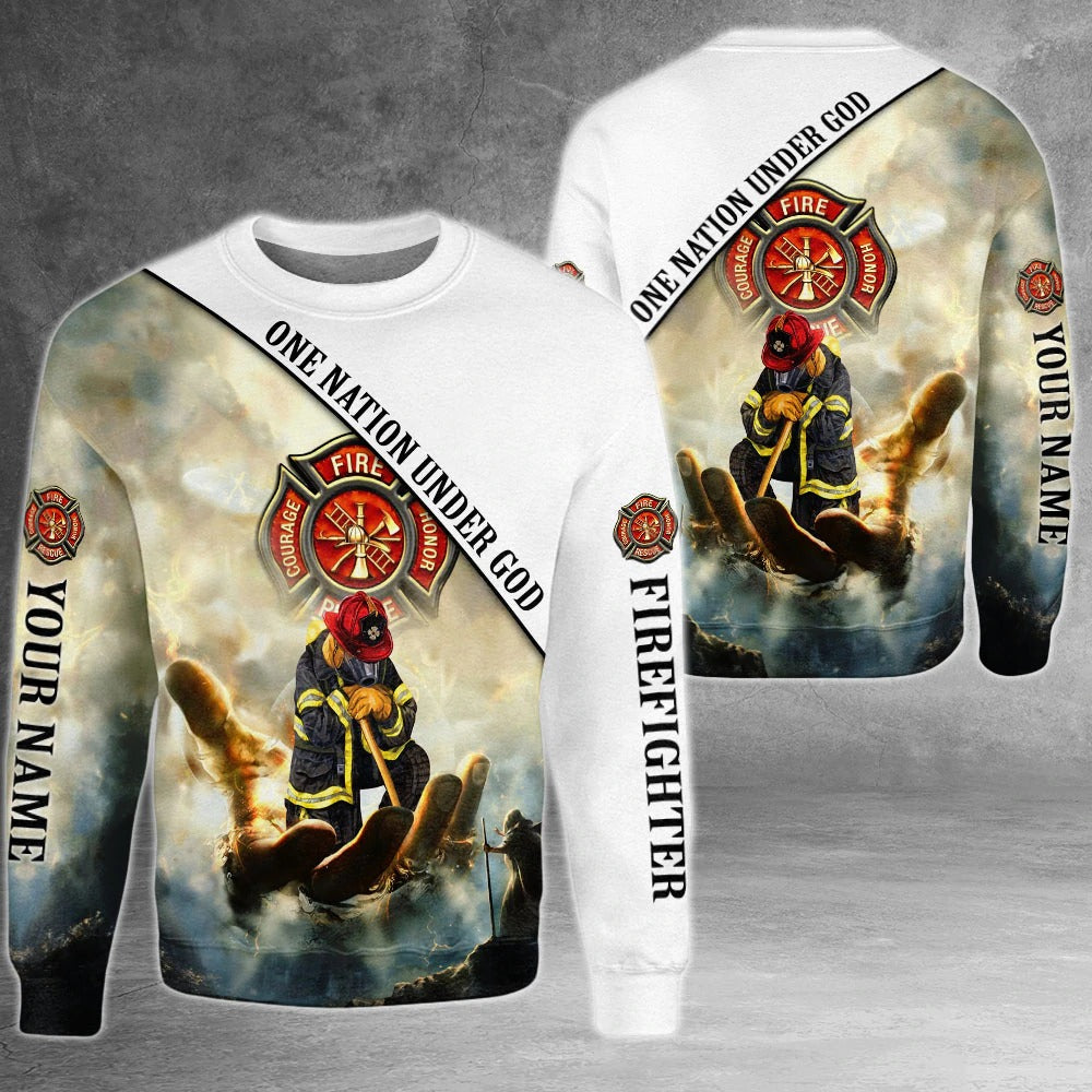 One Nation Under God/ Firefighter All Over Print 3D Shirt/ Firefighter Man 3D Hoodie Shirts
