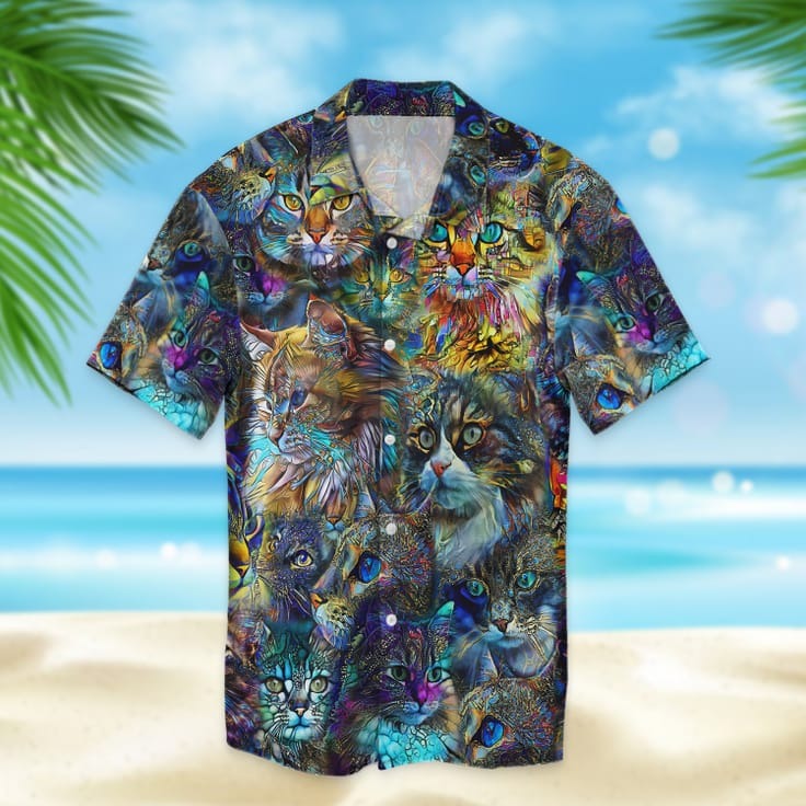 3D All Over Printed Cat On Hawaiian Shirts/ Many Cats Hawaiian Shirts/ Hawaiian Shirts Full Of Cat