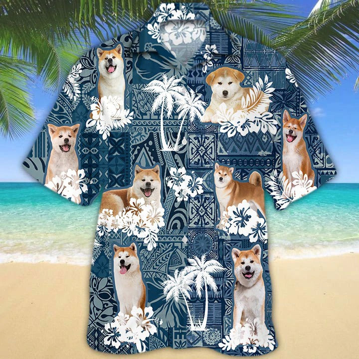 Akita Hawaiian Shirt/ 3D Full Print Dog Hawaiian Shirts For Travel Summer/ Hawaiian Dog Shirt