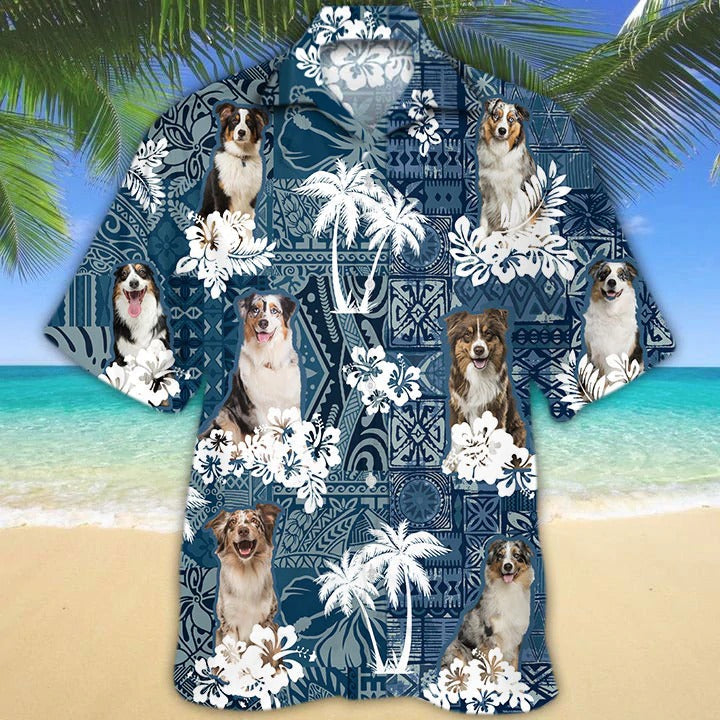 Australian Shepherd Hawaiian Shirt/ Aloha Beach Shirt For Dog Lovers/ Summer Dog Hawaii Beach Shirts