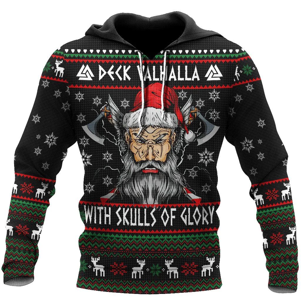 Skull Christmas Hoodies/ Valhalla With Skull Of Glory Xmas Hoodies