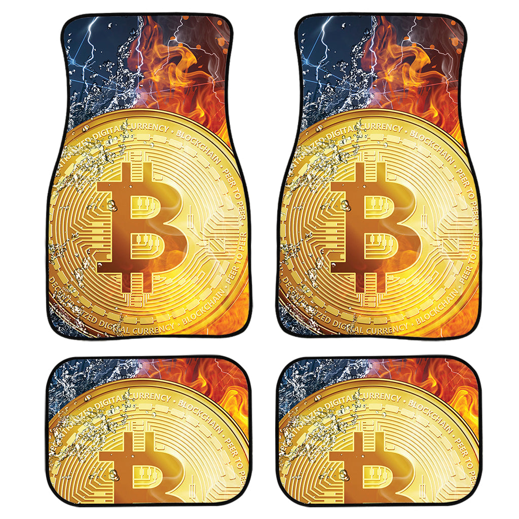 Fire And Water Bitcoin Print Front And Back Car Floor Mats/ Front Car Mat
