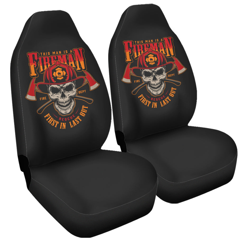 Firefighter First In Last Out Print Universal Fit Car Seat Covers