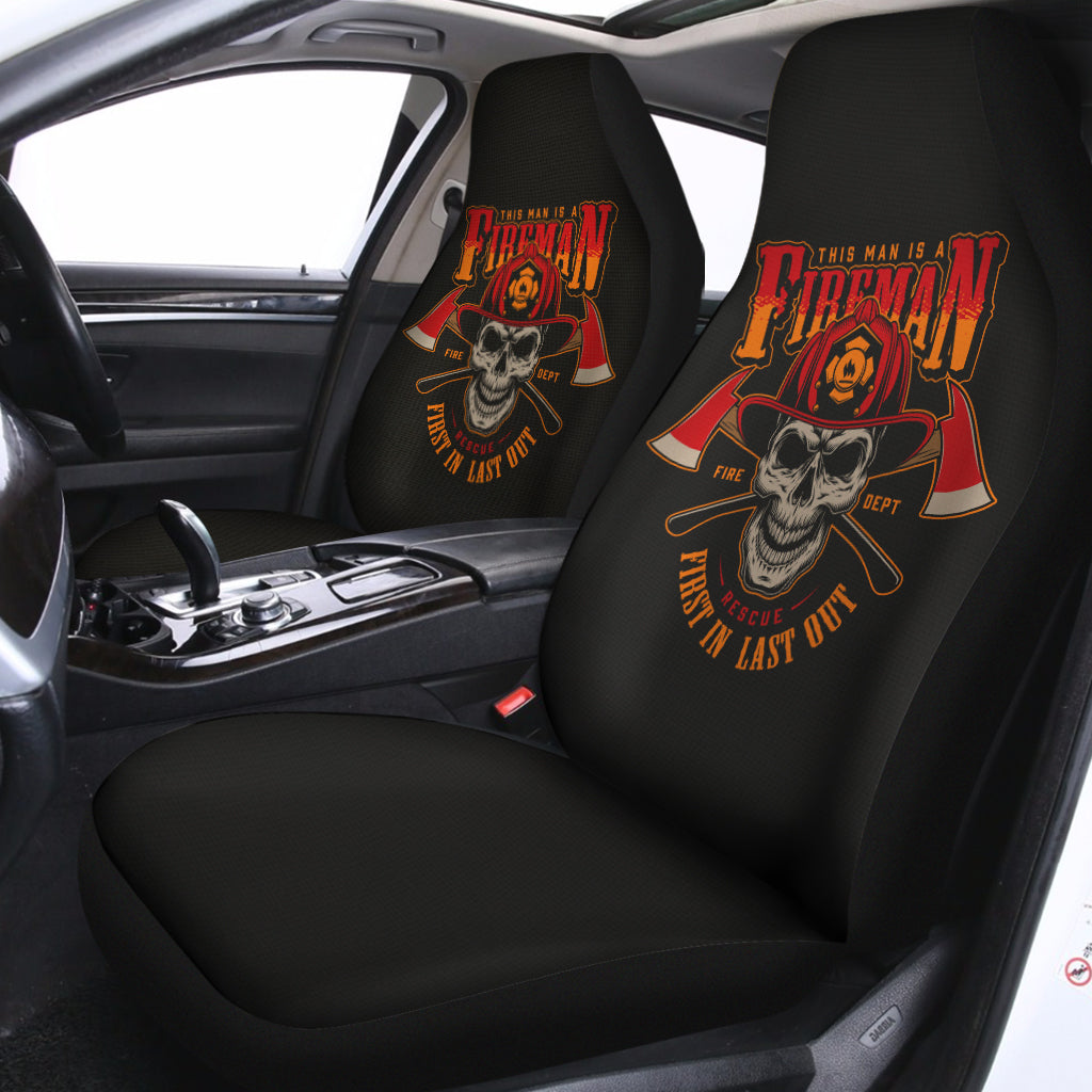 Firefighter First In Last Out Print Universal Fit Car Seat Covers