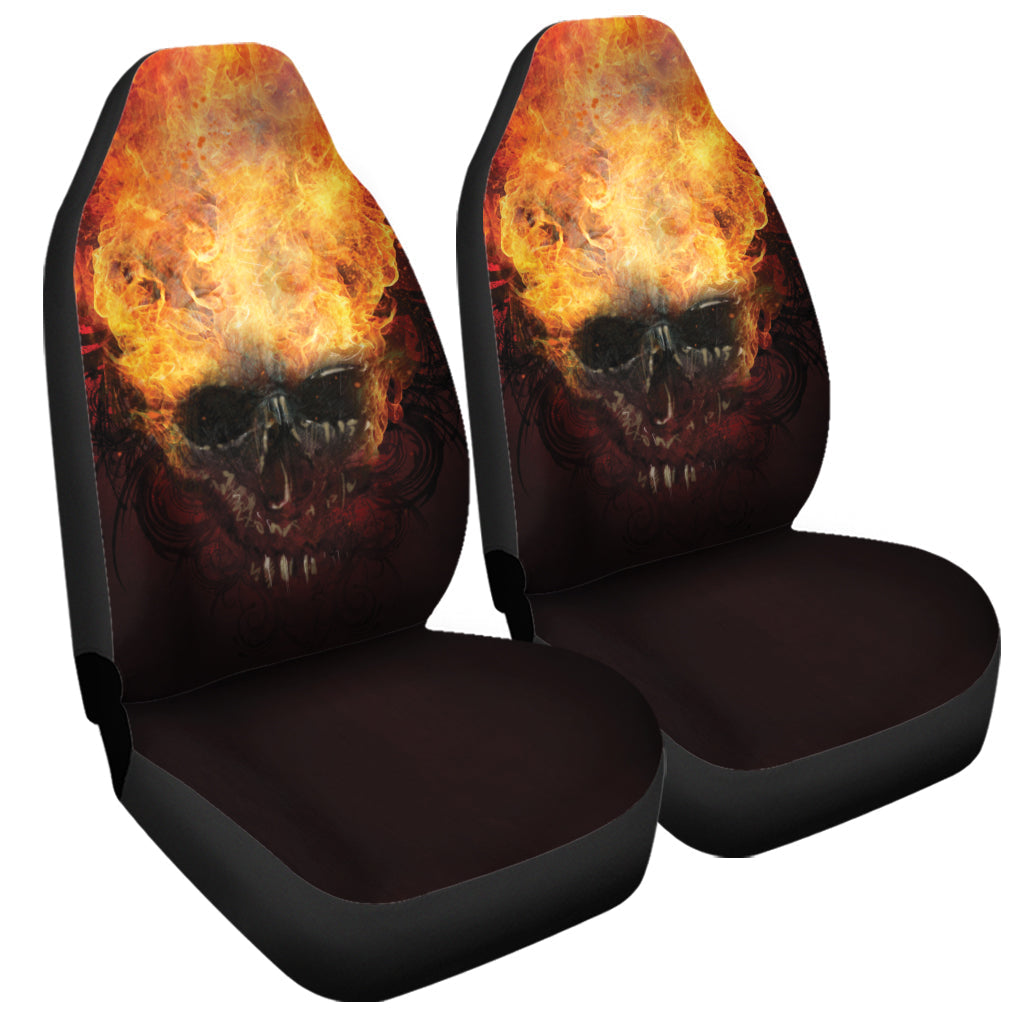 Flaming Demon Skull Print Universal Fit Car Seat Covers