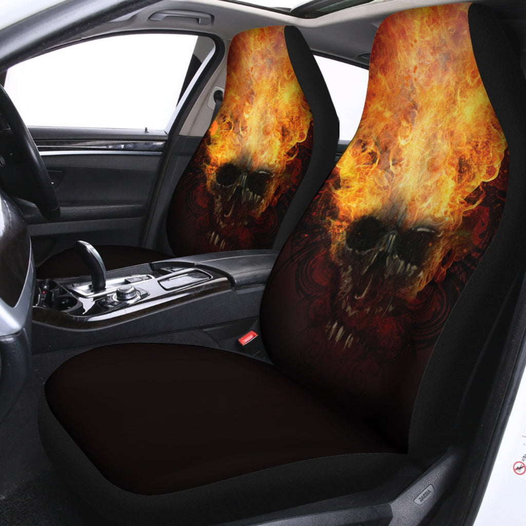 Flaming Demon Skull Print Universal Fit Car Seat Covers