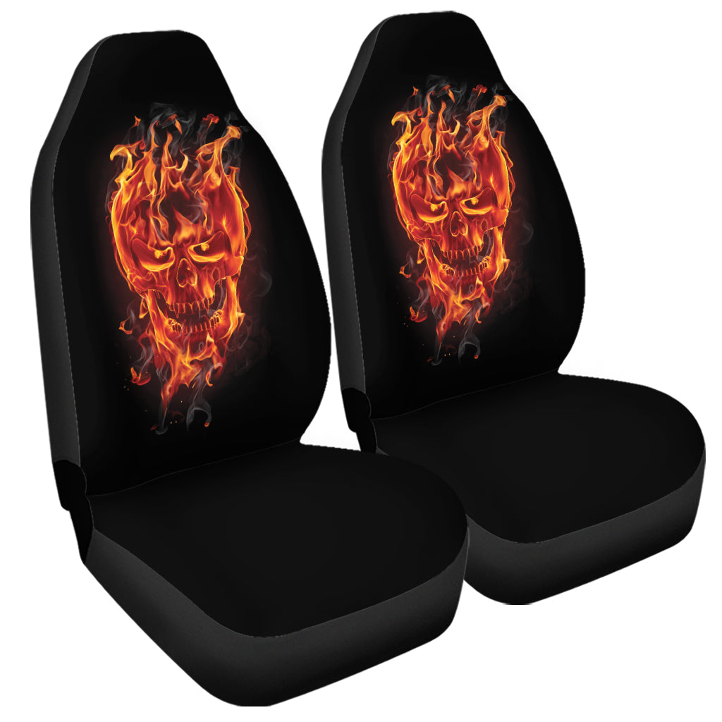 Flaming Evil Skull Print Universal Fit Car Seat Covers