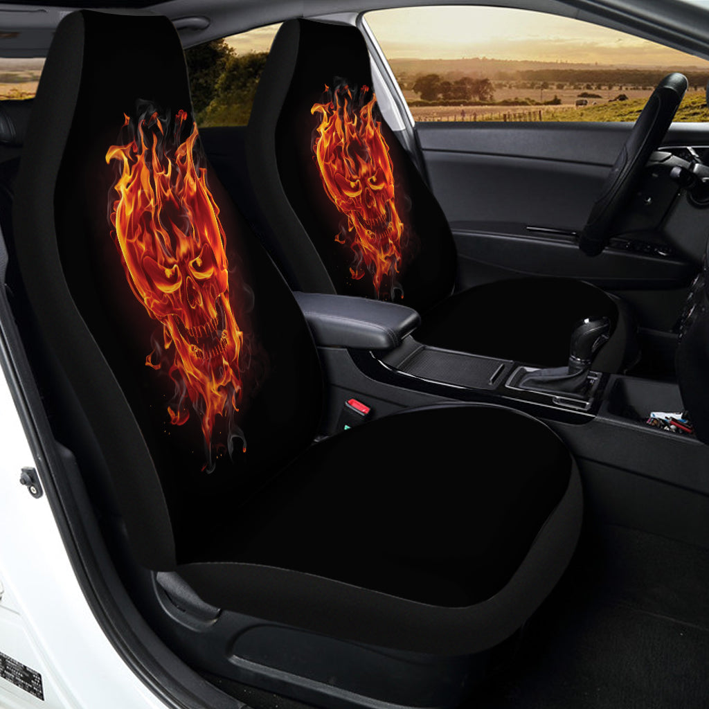 Flaming Evil Skull Print Universal Fit Car Seat Covers