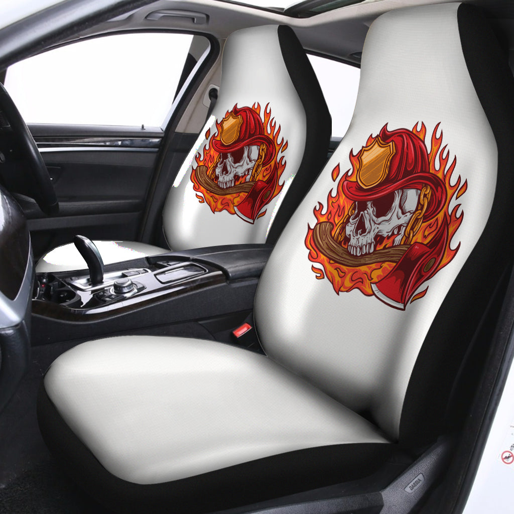 Flaming Firefighter Skull Print Universal Fit Car Seat Covers