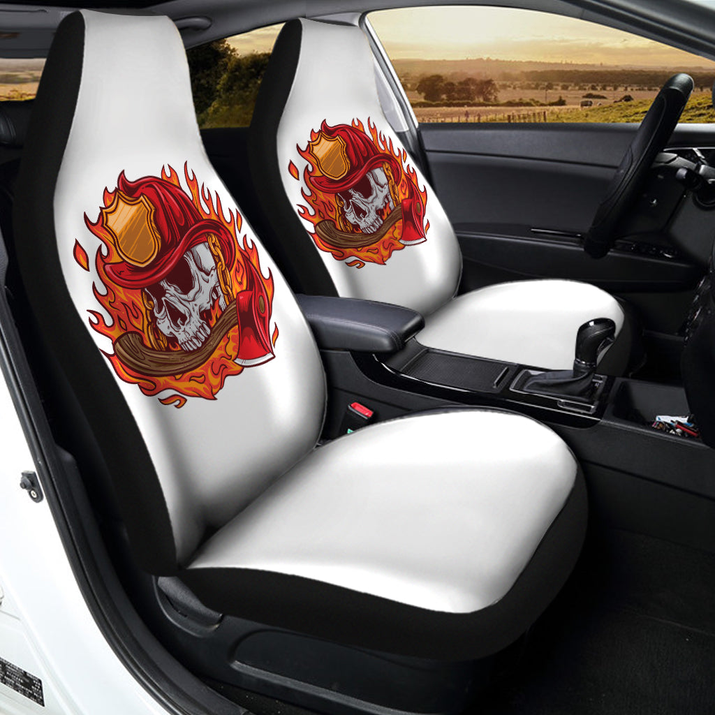 Flaming Firefighter Skull Print Universal Fit Car Seat Covers