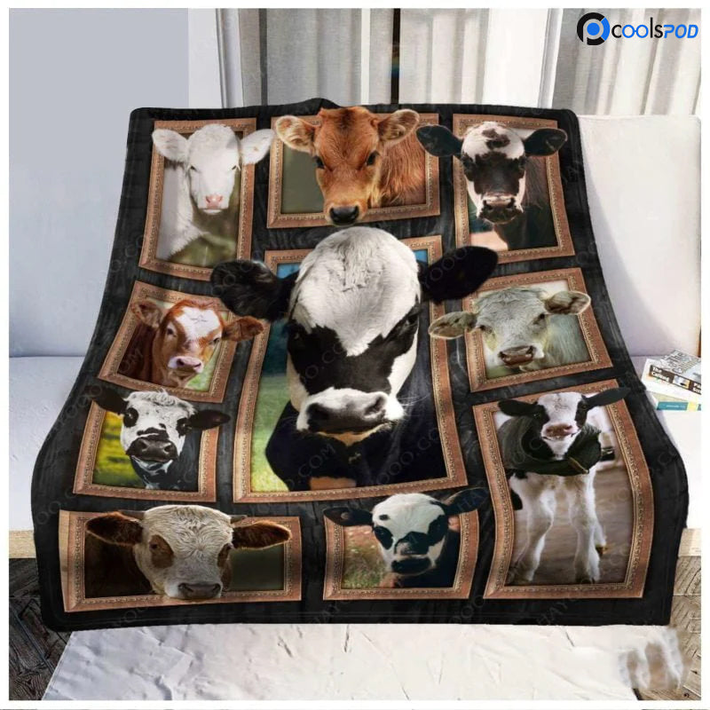 Fleece Blanket Best Gift For Farmers Cute Cows Sherpa Blanket 60 x 80/ Cow Blanket/ Gift For Cow Lover