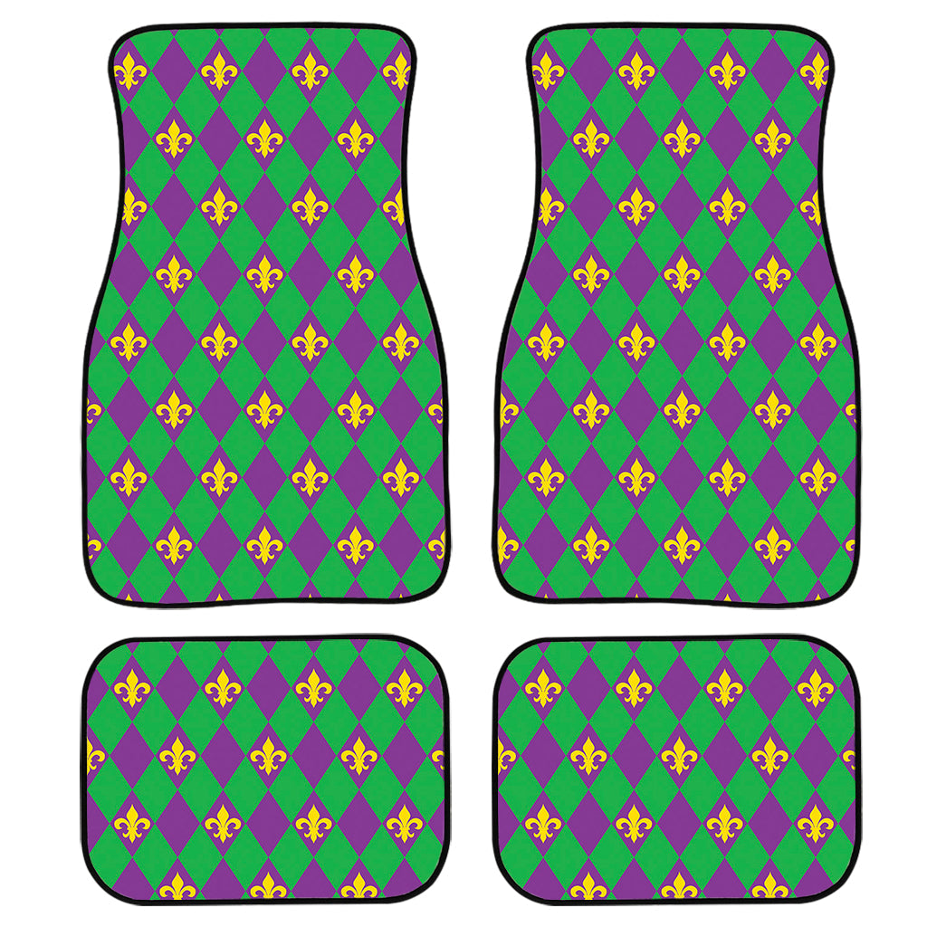 Fleur-De-Lis Mardi Gras Pattern Print Front And Back Car Floor Mats/ Front Car Mat
