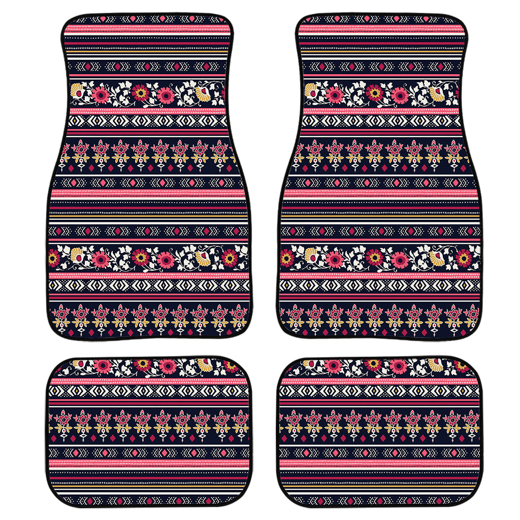 Floral Ethnic Pattern Print Front And Back Car Floor Mats/ Front Car Mat