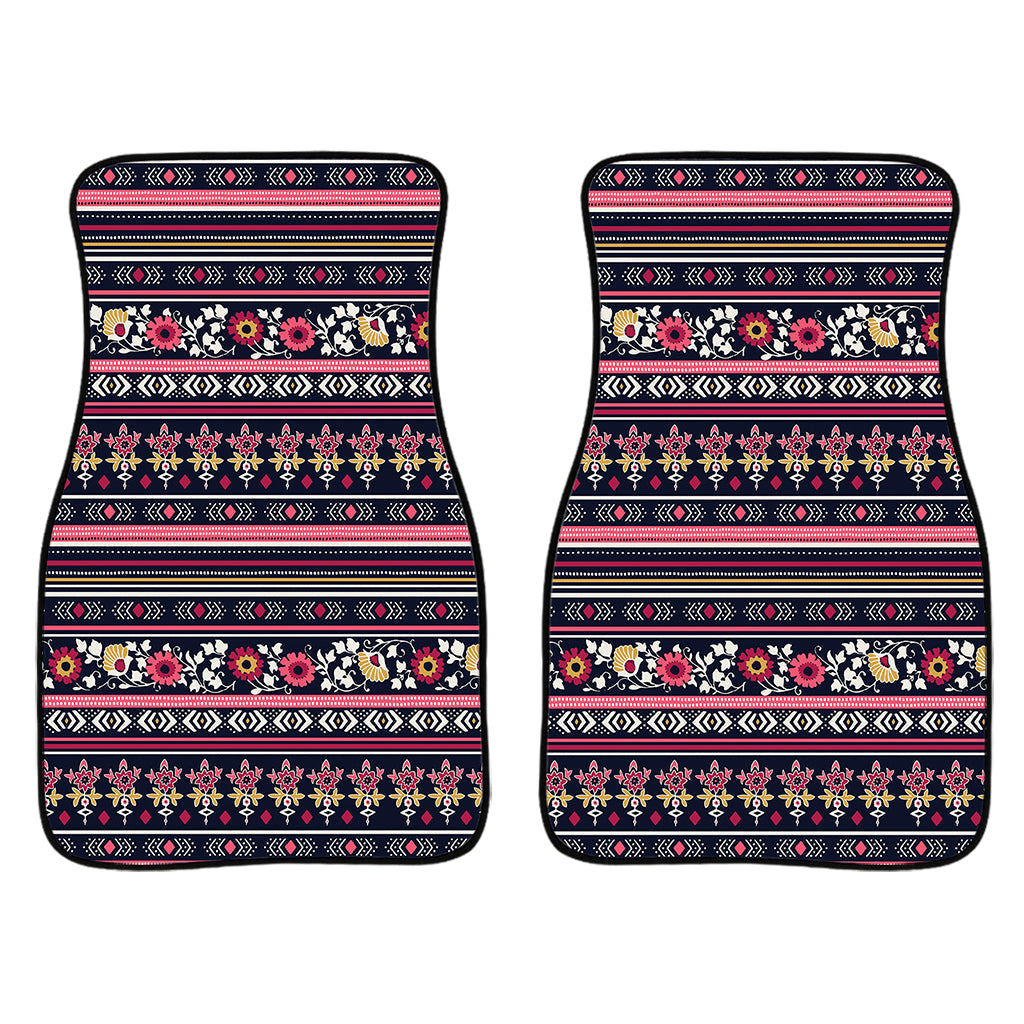 Floral Ethnic Pattern Print Front And Back Car Floor Mats/ Front Car Mat