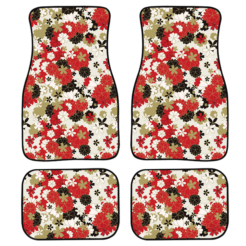 Floral Kimono Pattern Print Front And Back Car Floor Mats/ Front Car Mat