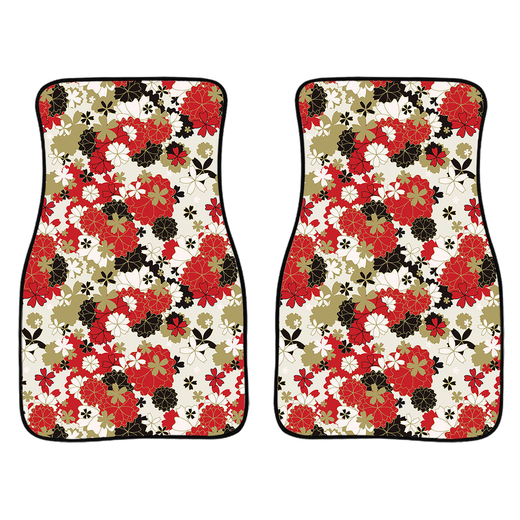 Floral Kimono Pattern Print Front And Back Car Floor Mats/ Front Car Mat
