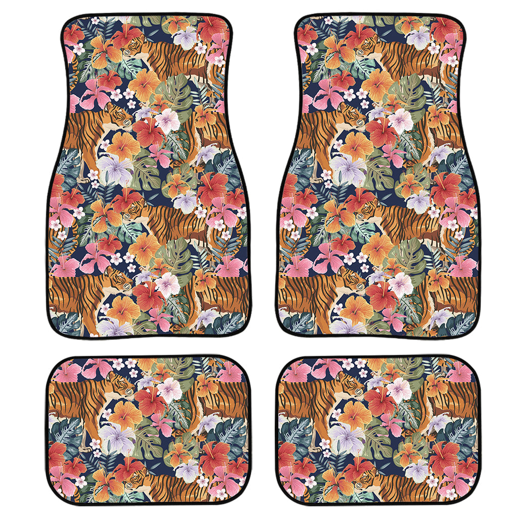 Flower And Tiger Pattern Print Front And Back Car Floor Mats/ Front Car Mat