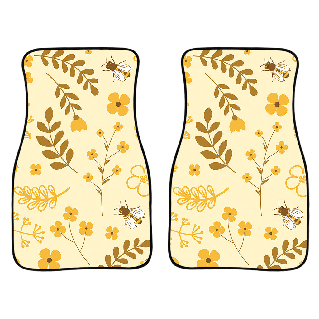 Flower Bee Pattern Print Front And Back Car Floor Mats/ Front Car Mat