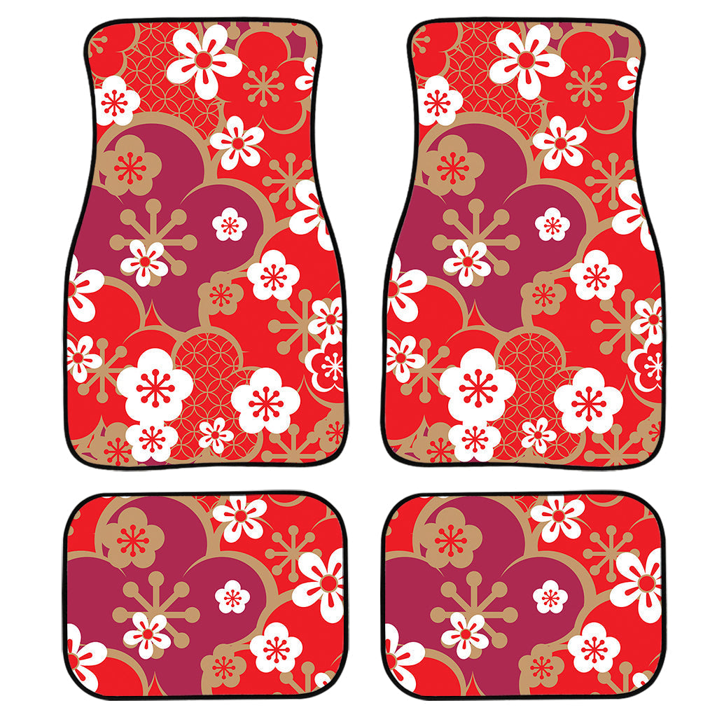 Flower Kimono Pattern Print Front And Back Car Floor Mats/ Front Car Mat