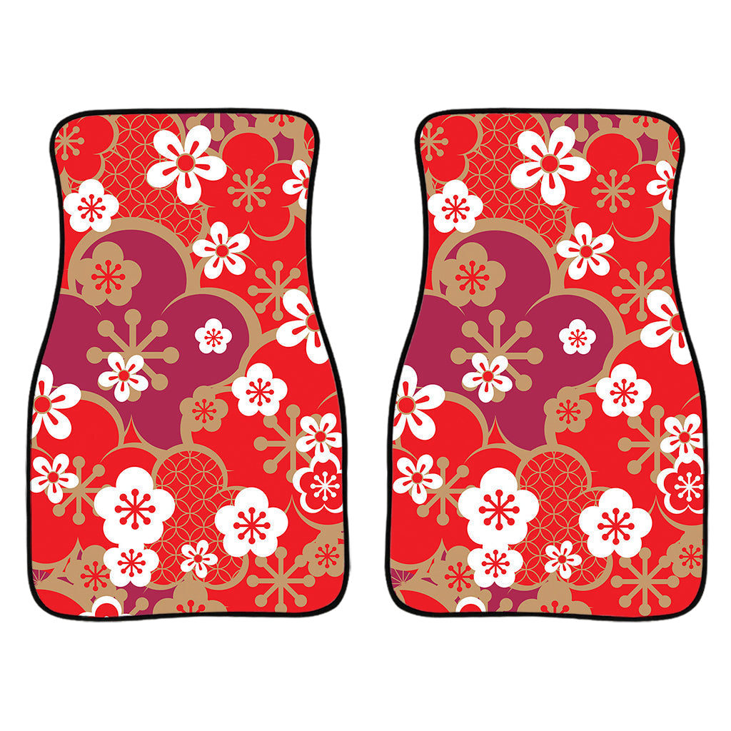 Flower Kimono Pattern Print Front And Back Car Floor Mats/ Front Car Mat