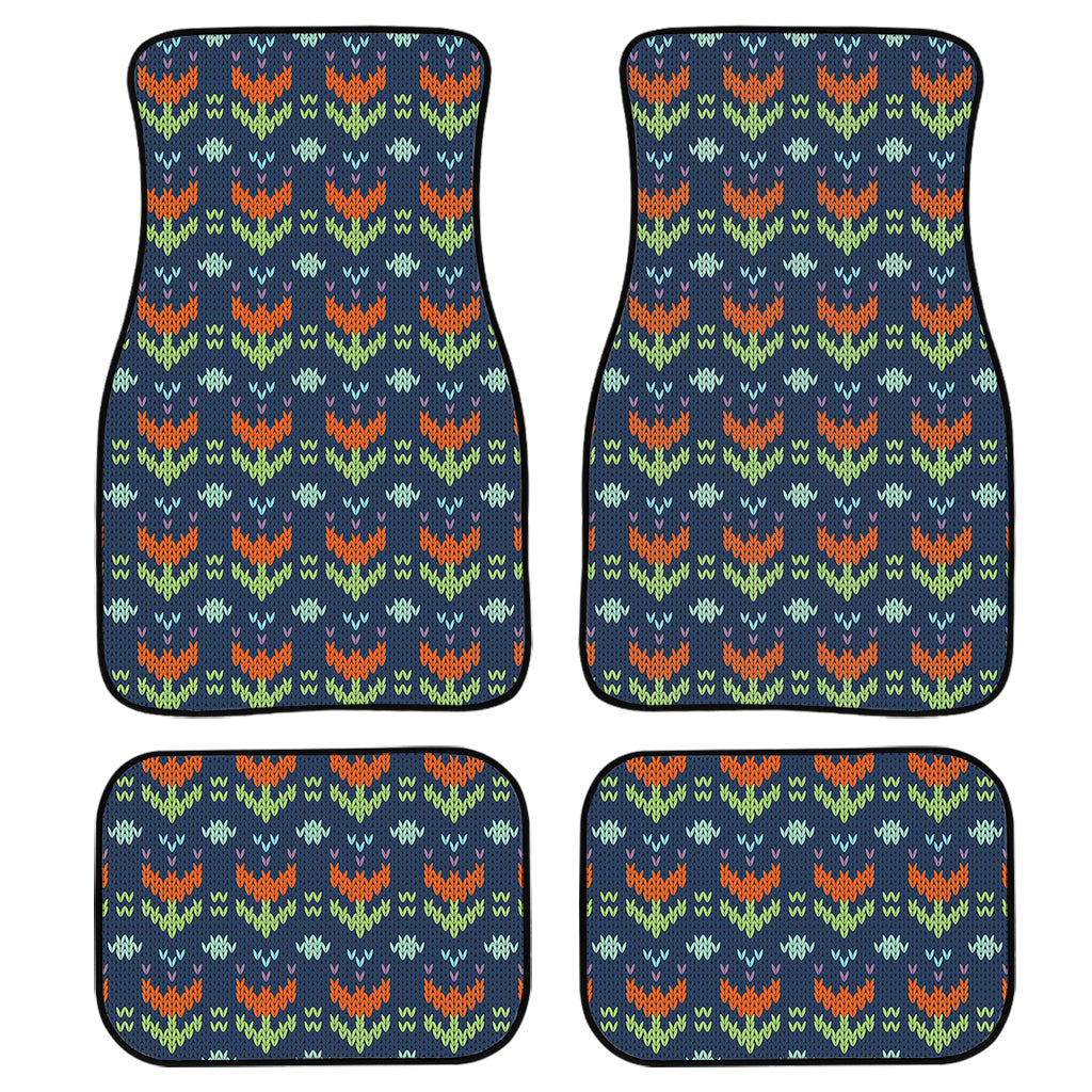 Flower Knitted Pattern Print Front And Back Car Floor Mats/ Front Car Mat