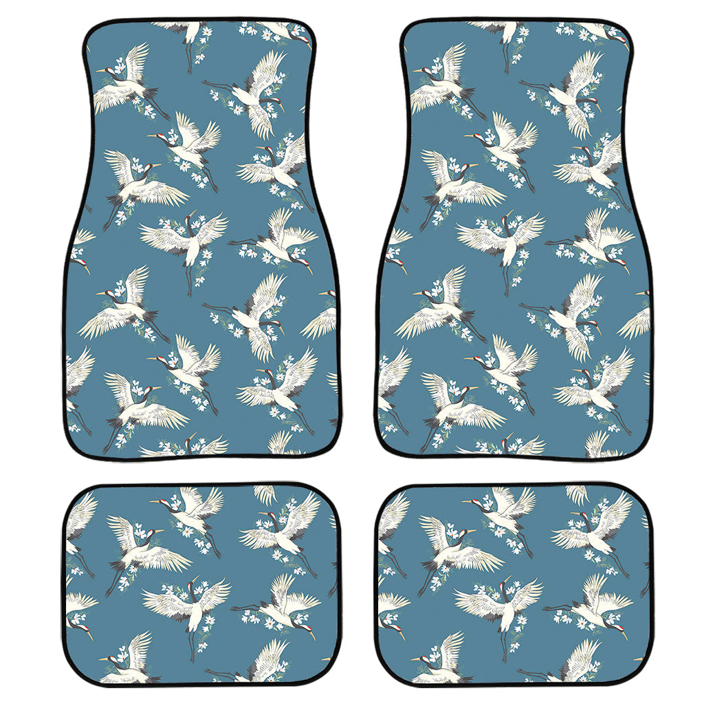 Flying Crane Bird Pattern Print Front And Back Car Floor Mats/ Front Car Mat