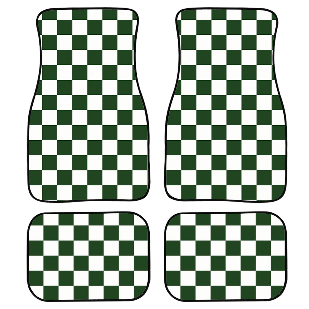 Forest Green And White Checkered Print Front And Back Car Floor Mats/ Front Car Mat