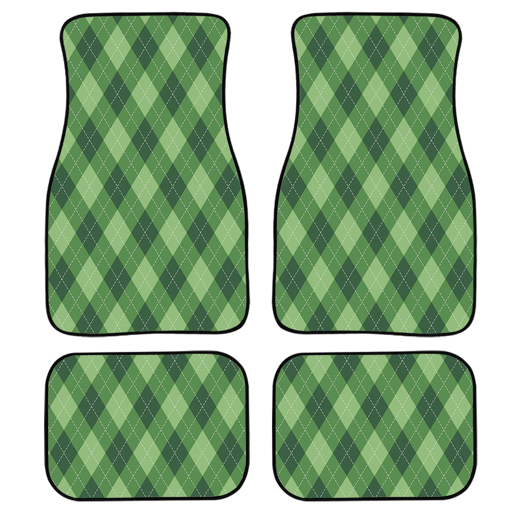 Forest Green Argyle Pattern Print Front And Back Car Floor Mats/ Front Car Mat