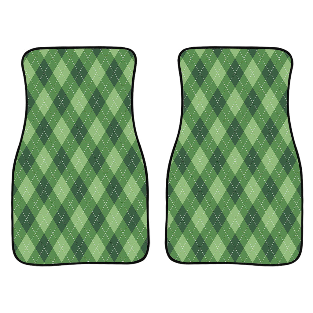 Forest Green Argyle Pattern Print Front And Back Car Floor Mats/ Front Car Mat