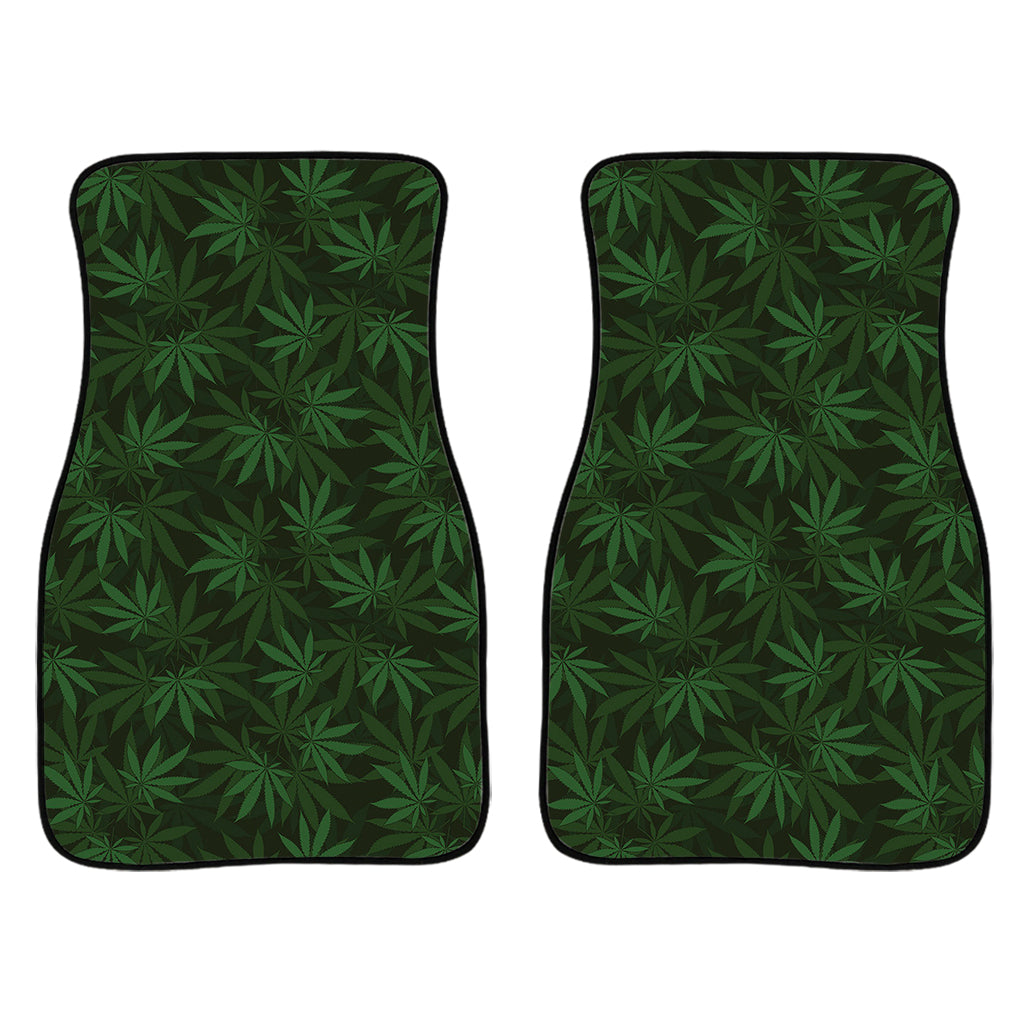 Forest Green Cannabis Leaf Print Front And Back Car Floor Mats/ Front Car Mat