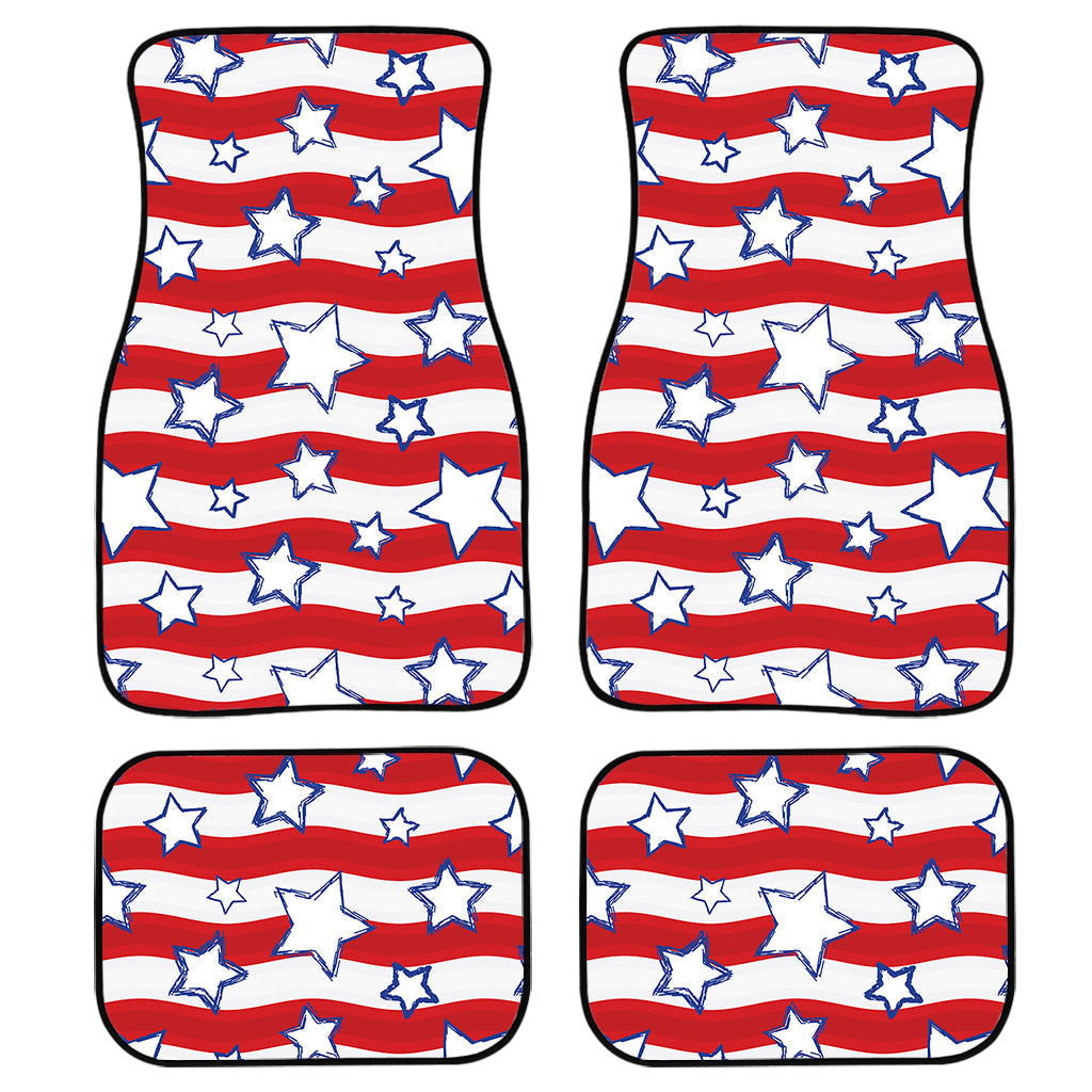 Fourth Of July Usa Star Pattern Print Front And Back Car Floor Mats/ Front Car Mat