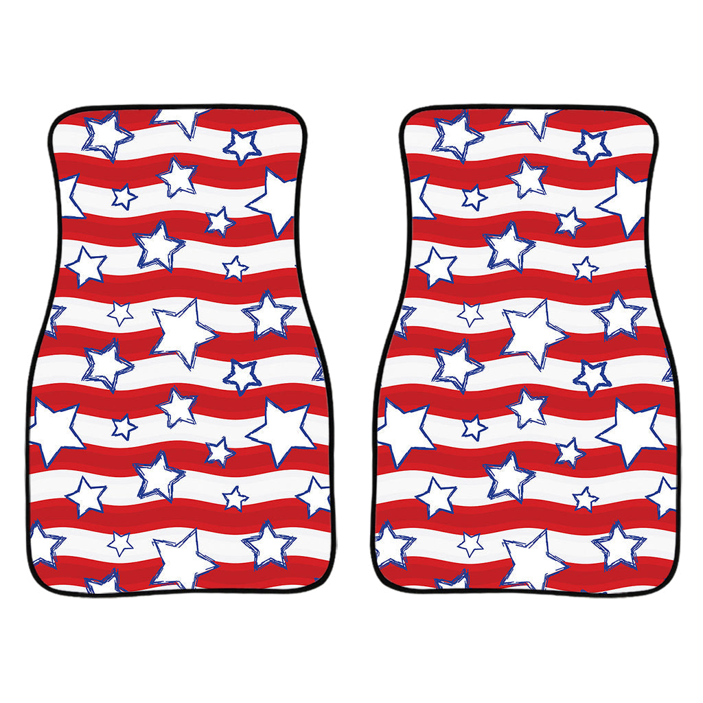 Fourth Of July Usa Star Pattern Print Front And Back Car Floor Mats/ Front Car Mat