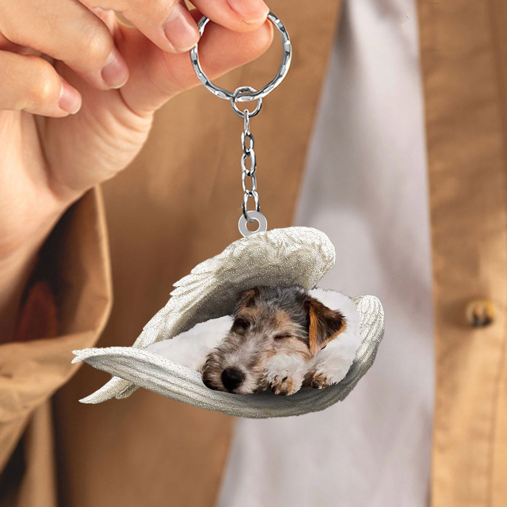 Fox Terrier Sleeping Angel Acrylic Keychain Dog Sleeping keychain