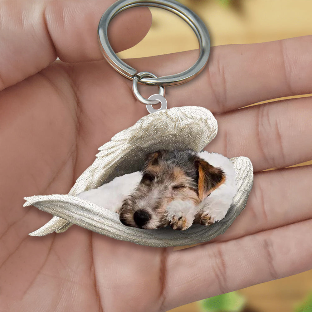 Fox Terrier Sleeping Angel Acrylic Keychain Dog Sleeping keychain