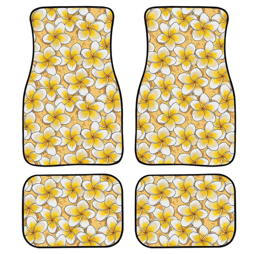 Frangipani Flower Pattern Print Front And Back Car Floor Mats/ Front Car Mat