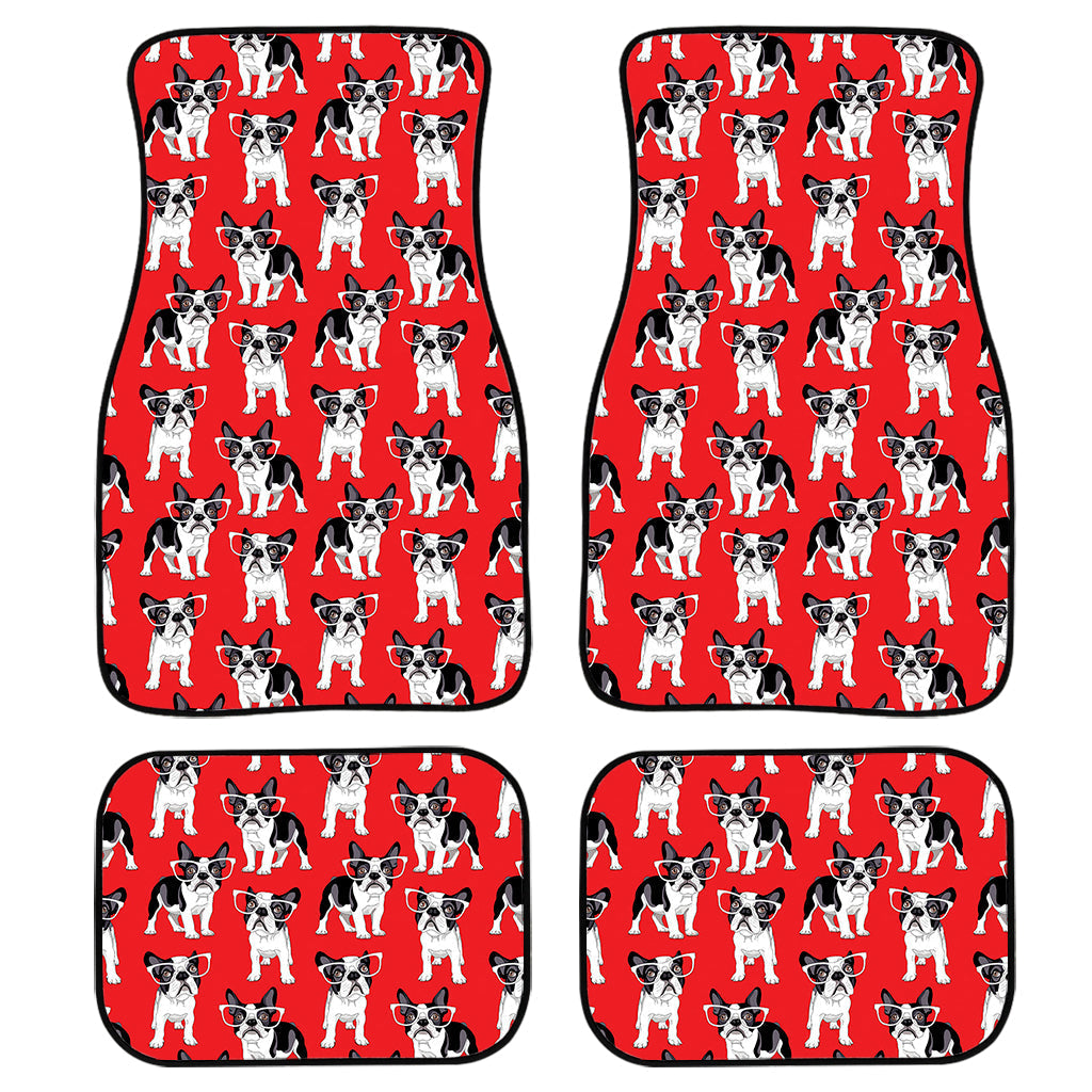 French Bulldog With Glasses Print Front And Back Car Floor Mats/ Front Car Mat
