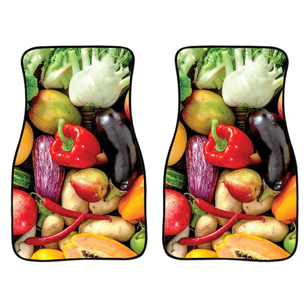 Fresh Fruits And Vegetables Print Front And Back Car Floor Mats/ Front Car Mat