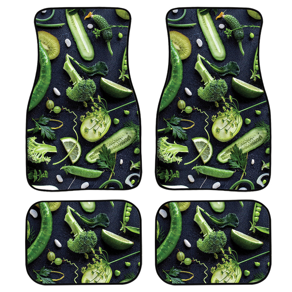 Fresh Green Fruit And Vegetables Print Front And Back Car Floor Mats/ Front Car Mat
