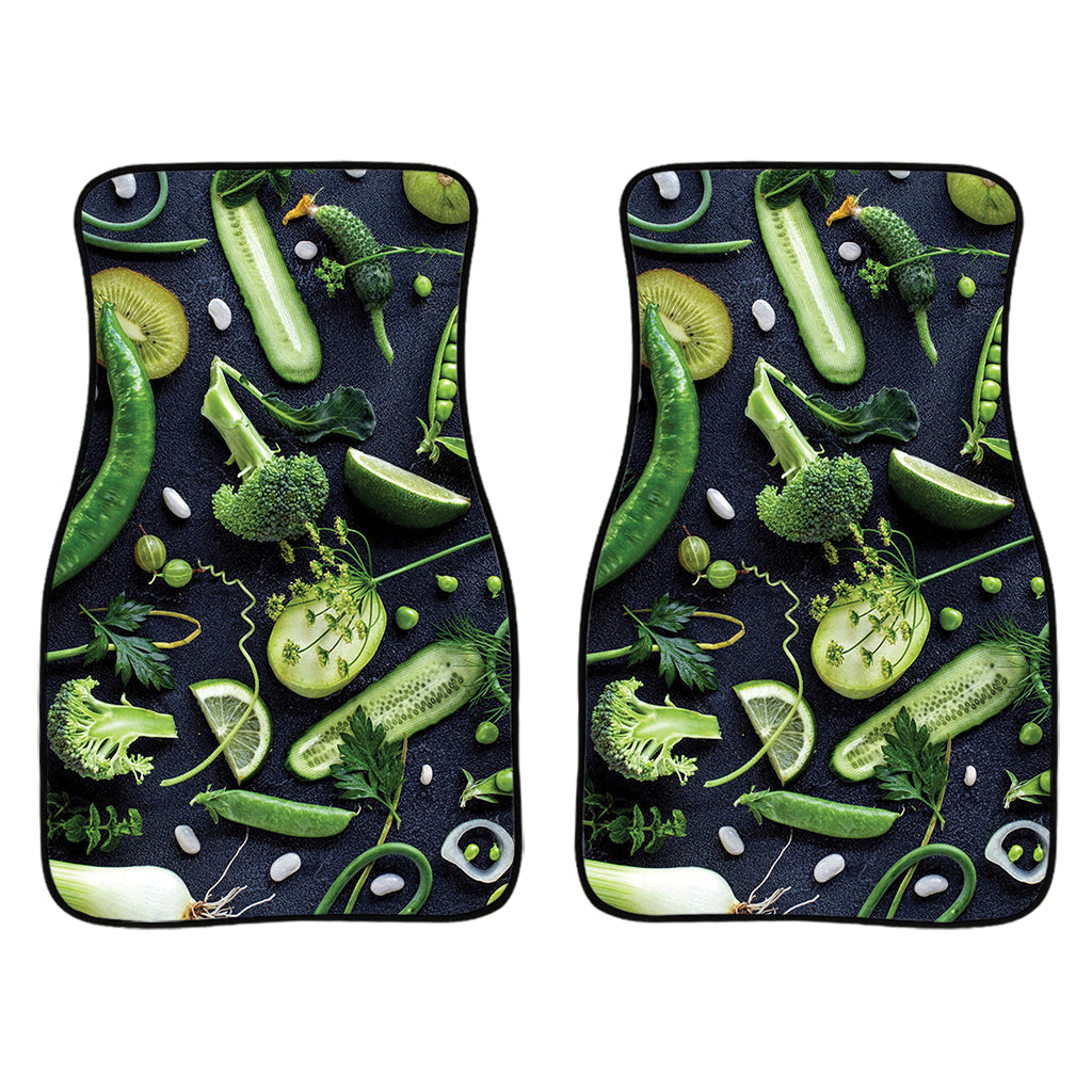 Fresh Green Fruit And Vegetables Print Front And Back Car Floor Mats/ Front Car Mat