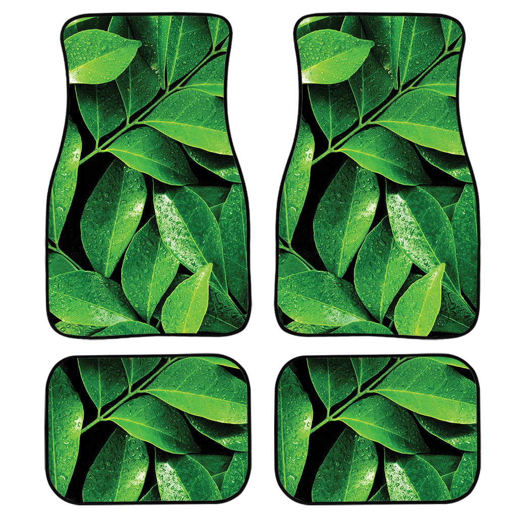 Fresh Green Leaf Print Front And Back Car Floor Mats/ Front Car Mat