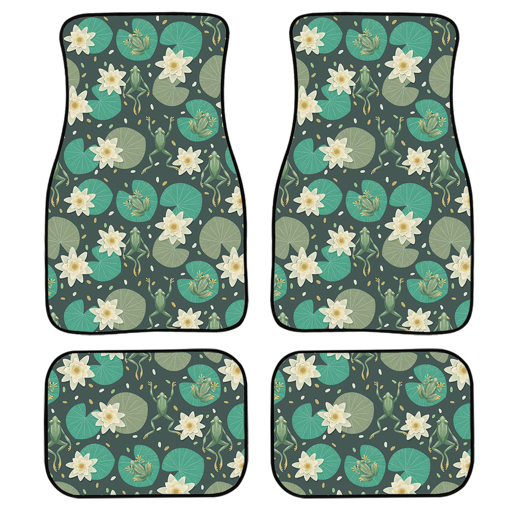 Frogs And Water Lilies Pattern Print Front And Back Car Floor Mats/ Front Car Mat
