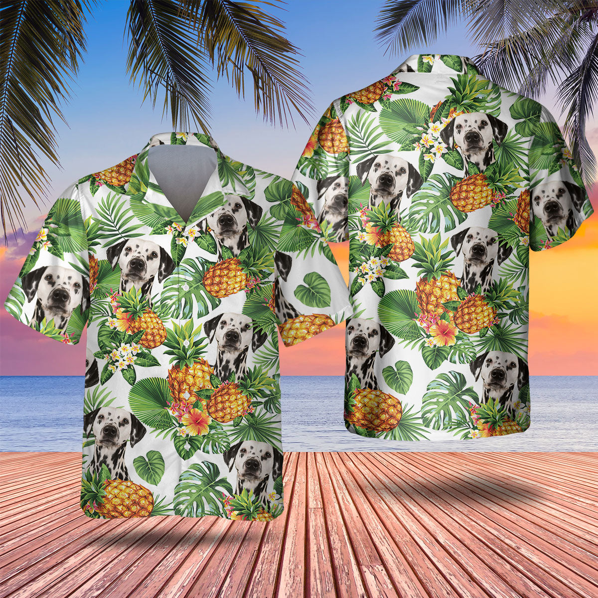 Dalmatian Tropical Pattern Hawaiian Shirt/ Dog lover Hawaiian Shirt/ summer gift for men and women