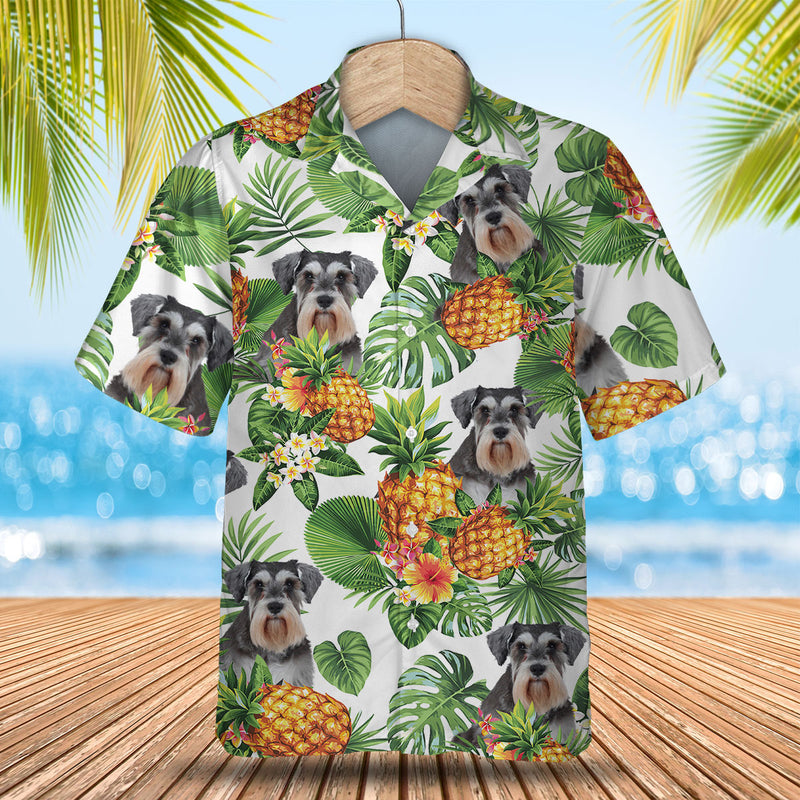 Miniature Schnauzer Tropical Pattern Hawaiian Shirt/ Dog lover Hawaiian Shirt/ summer gift for men and women