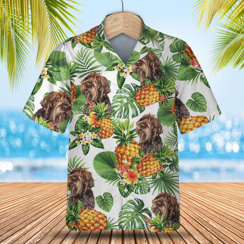 Wirehaired Pointing Griffon Tropical Pattern Hawaiian Shirt/ Dog lover Hawaiian Shirt/ summer gift for men and women