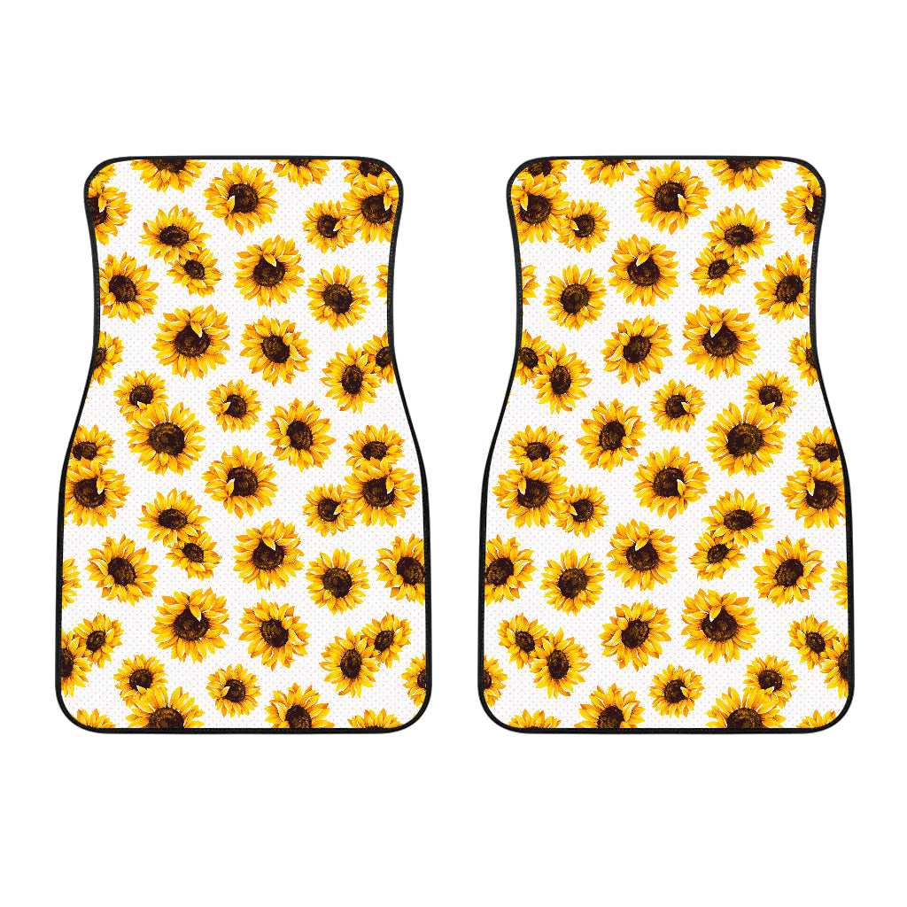 Sunflower Polka Dot Pattern Print Front And Back Car Floor Mats/ Front Car Mat