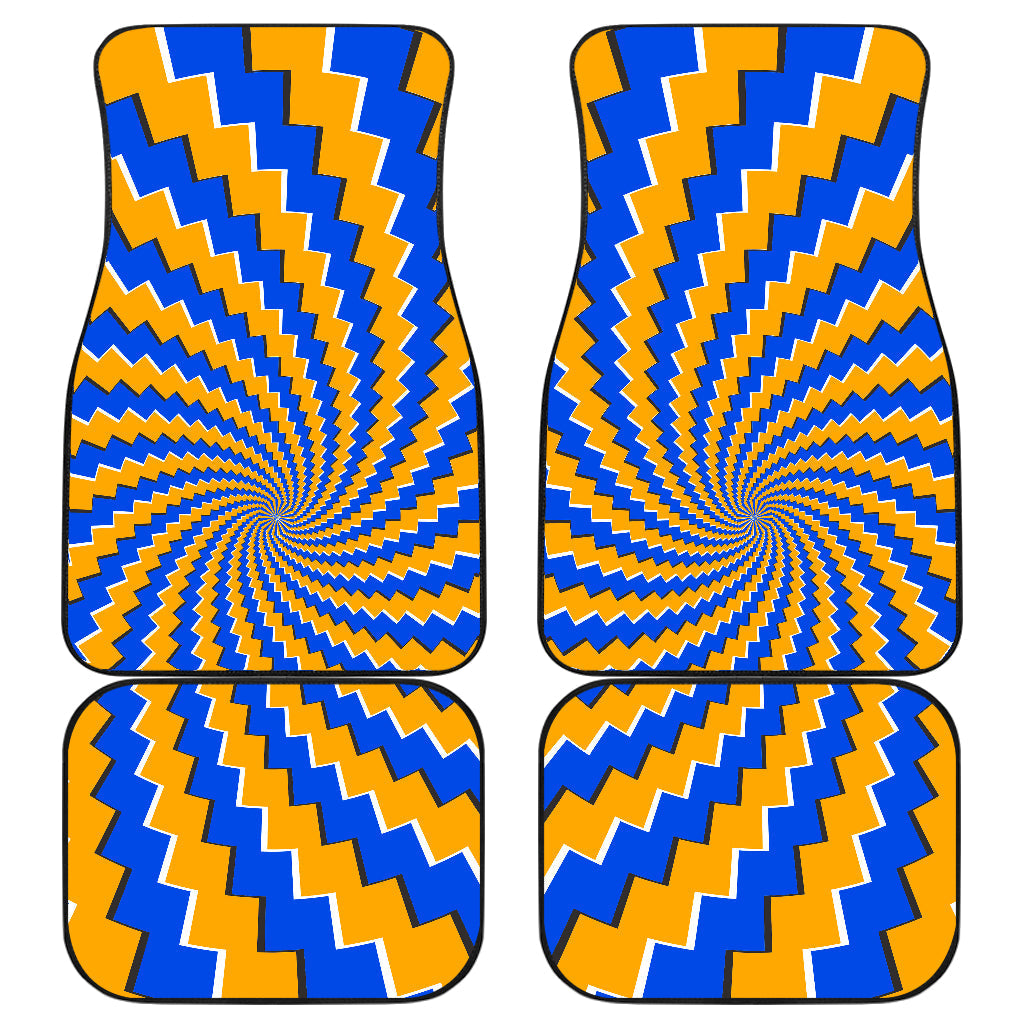 Yellow Spiral Moving Optical Illusion Front And Back Car Floor Mats/ Front Car Mat