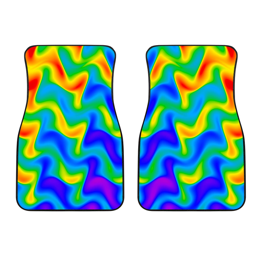 Rainbow Psychedelic Trippy Print Front And Back Car Floor Mats/ Front Car Mat