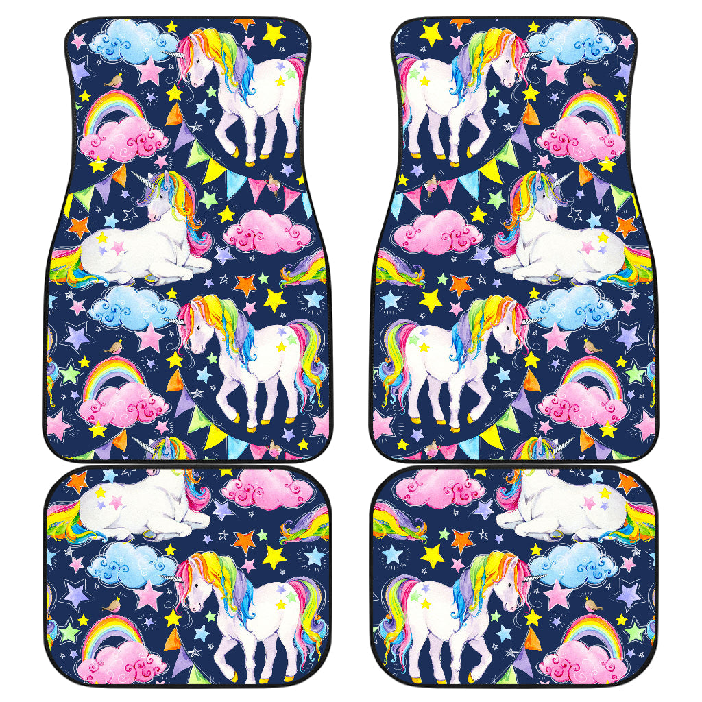 Unicorn Night Festival Pattern Print Front And Back Car Floor Mats/ Front Car Mat